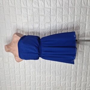 EXPRESS Royal Blue Strapless Flowy Chiffon Mini Dress